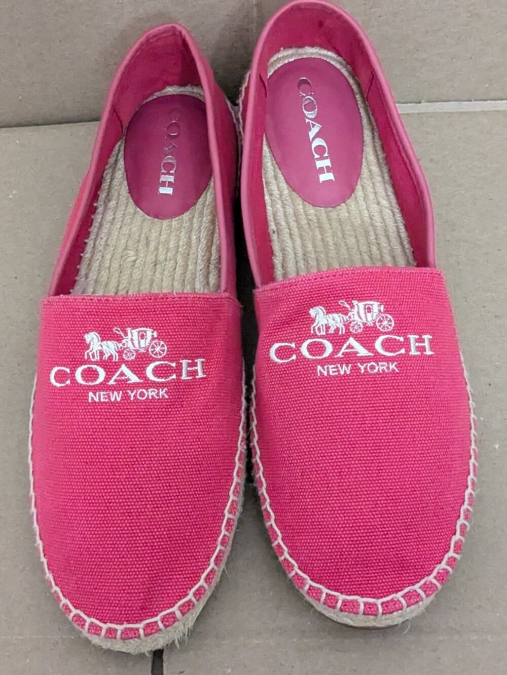 Coach Women's Rhoda Canvas Espadrilles in Bright Pink Size 10M . - Picture 4 of 12